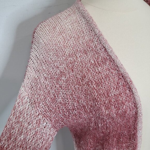 Sun & Shadow Longline Knit Pink Long Sleeve Ombre Open Front Cardigan Sweater - Picture 3 of 11